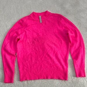 Athleta Oversized Bright Pink Crew Neck Sweater